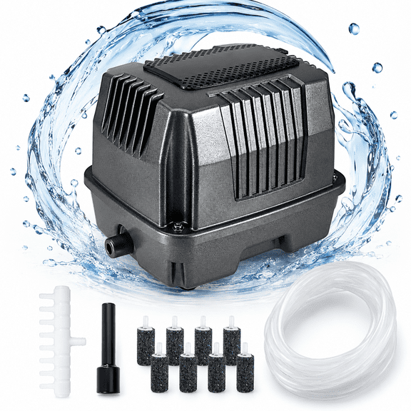 Linear Air Pump, 855GPH Pond Aerator with 8Pcs Air Stones, for Outdoor Koi Pond, Aquarium, Fish Farm, Seafood Restaurant, 25W