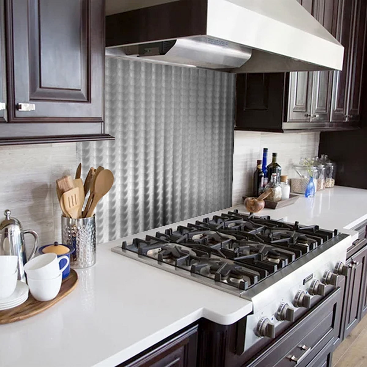 Linear Cascade Decorative Stainless Steel Kitchen Backsplash 24" x 36"