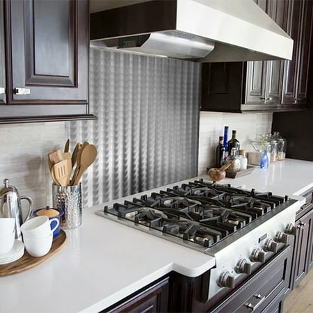 Linear Cascade Decorative Stainless Steel Kitchen Backsplash 24" x 36"