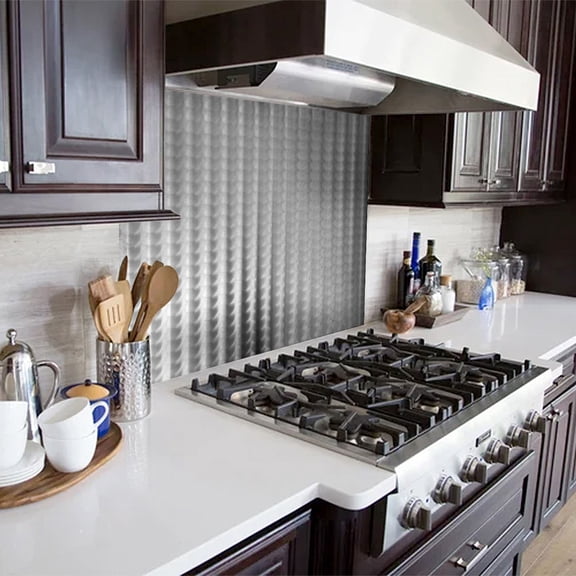 Linear Cascade Decorative Stainless Steel Kitchen Backsplash 24" x 48"
