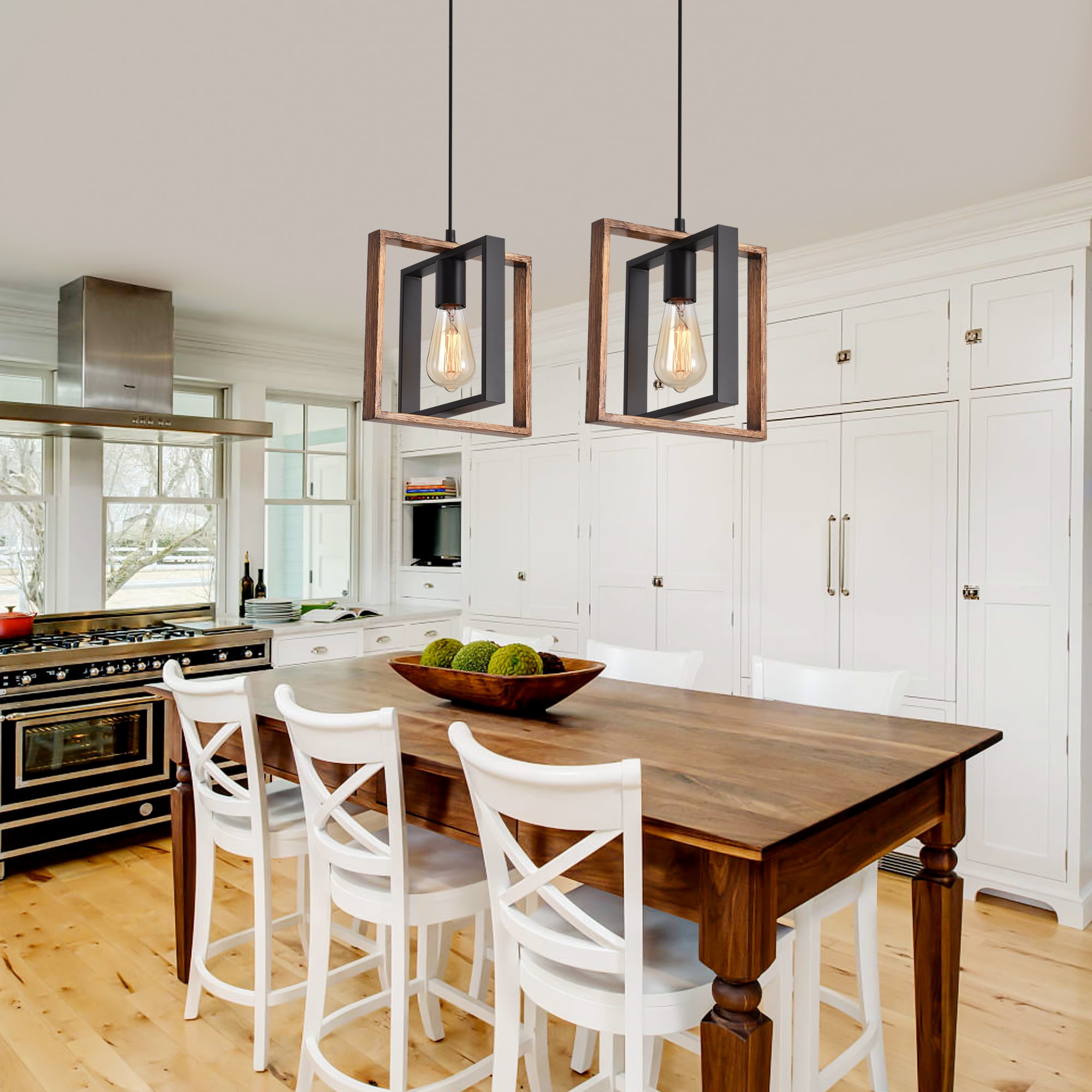 Linear Farmhouse Pendant Lighting Fixture Hanging Light Rustic