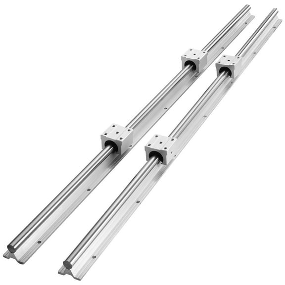 Linear Guide Rail Set,  Automated Machines DIY Project CNC Router Machines,SBR20 1000mm, 2 PCS 39.4 in/1000 mm SBR20 Guide Rails and 4 PCS SBR20UU Slide Blocks, Linear Rails and Bearings Kit for