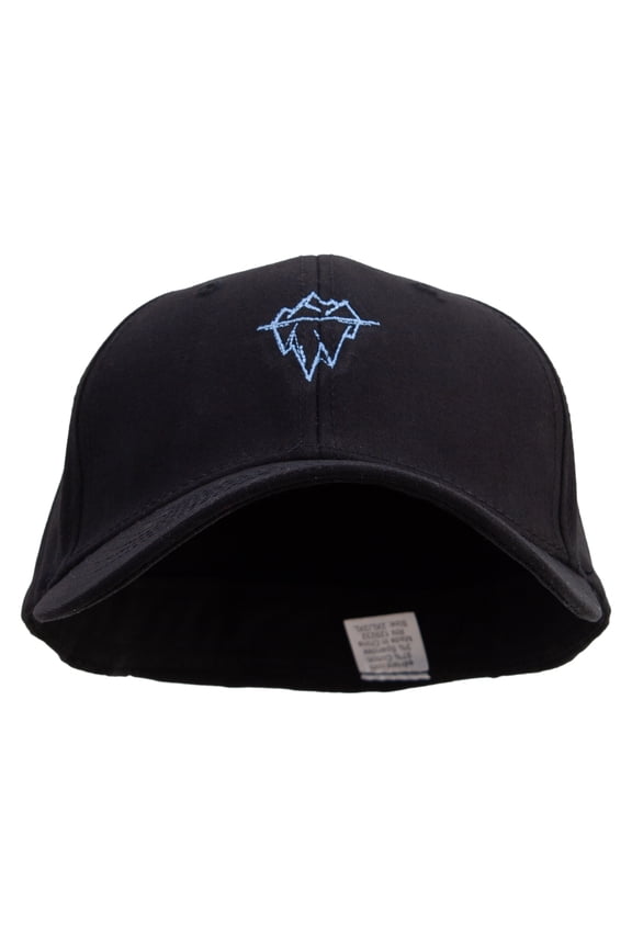 Linear Iceberg Embroidered Big Size Stretchable Deluxe Fitted Cap - Black XL-2XL