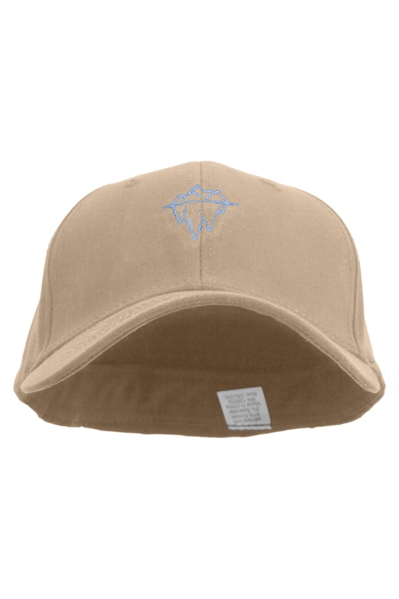 Linear Iceberg Embroidered Big Size Stretchable Deluxe Fitted Cap - Khaki XL-2XL