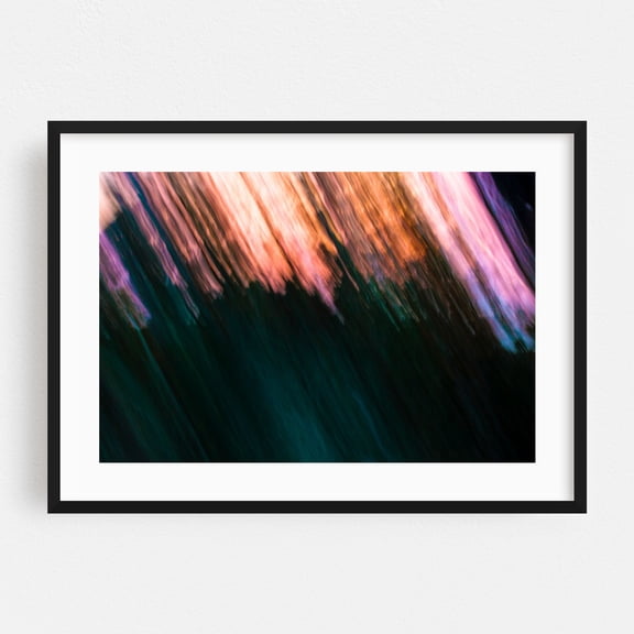 Linear Light - Photography Abstract Psychedelic Surrealism Modern Art Sunset Nature Moody Black Framed Wall Art Print 16 x 24 inches