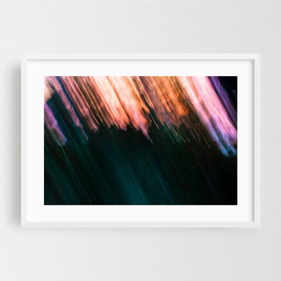 Linear Light - Photography Abstract Psychedelic Surrealism Modern Art Sunset Nature Moody White Framed Wall Art Print 5 x 7 inches