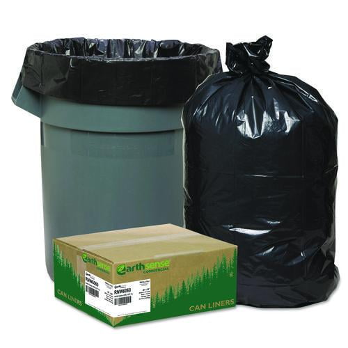 Linear Low Density Recycled Can Liners, 60 gal, 1.65 mil, 38" x 58", Black, 10 Bags/Roll, 10 Rolls/C | Bundle of 2
