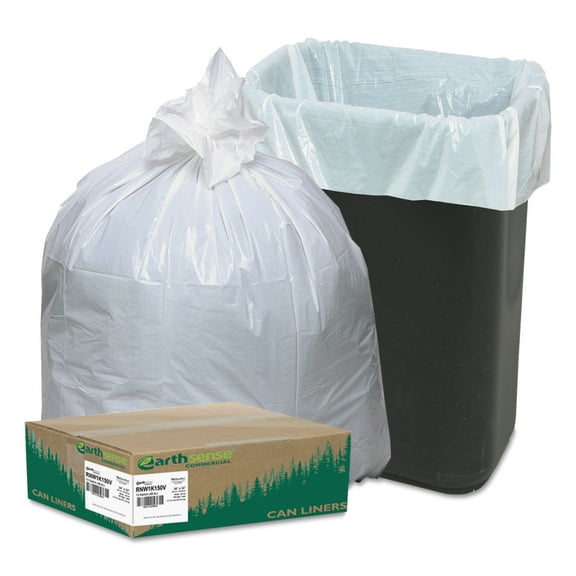 Linear-Low-Density Recycled Tall Kitchen Bags, 13 Gal, 0.85 Mil, 24" X 33", White, 150/box | Bundle of 5 Boxes