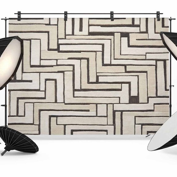 Linear Maze Backdrops for Photography, Modern Abstract Art Architectural Lines Plaid Fabric Photo Background Sturdy Studio Props for Photo Studio, Video Recording, Booth & Photoshoot 7x5ft