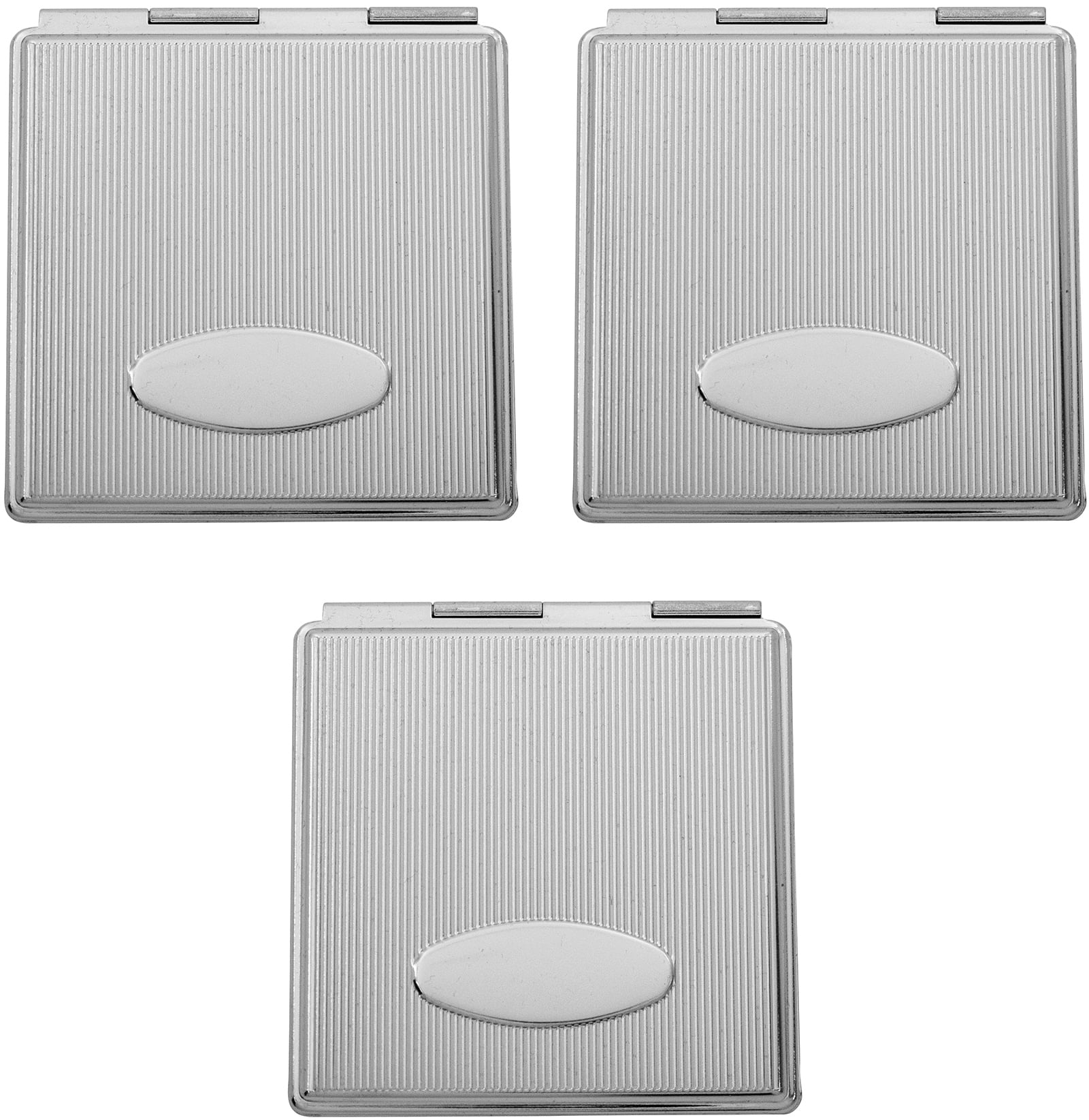Set of 3 Engraveable Grooved Pattern Double Sided Magnifying Compact ...
