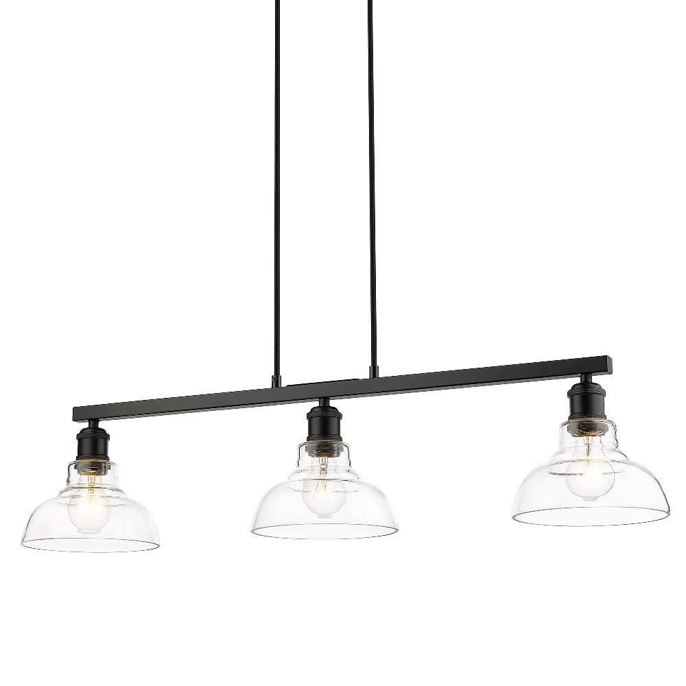 Carver Matte Black Linear Island Pendant with Clear Glass