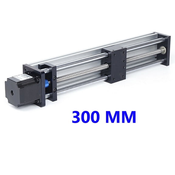 Linear Rail Stepper Motor, Linear Slide with NEMA 23 Stepper Motor, SFU1204 300mm Ball Screw, 0.03mm Precision, 20kg Horizontal, 10kg Vertical Load, M6 Nut, Dust Cover, Multidirectional Mounting