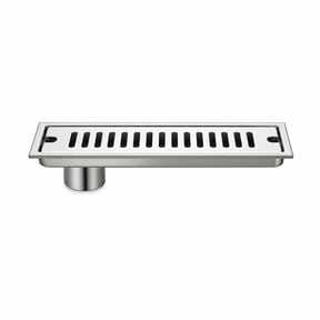 Linear Shower Drain, 11.8 Inch Side Outlet Stainless Steel Floor Drain, 1 Pack Rectangular Long Drain Strainer, for Bathroom Hotel Shower Room Floor Water Drainage