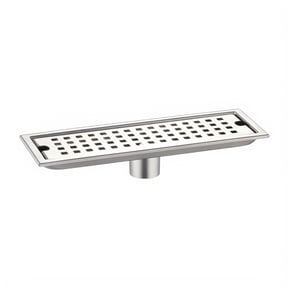Linear Shower Drain, 11.8 Inch Stainless Steel Square Grate Long Floor Drain with Middle Outlet, 1 Pack Anti-Clog Waterproof Drain Strainer for Bathroom Kitchen Balcony Wet Room