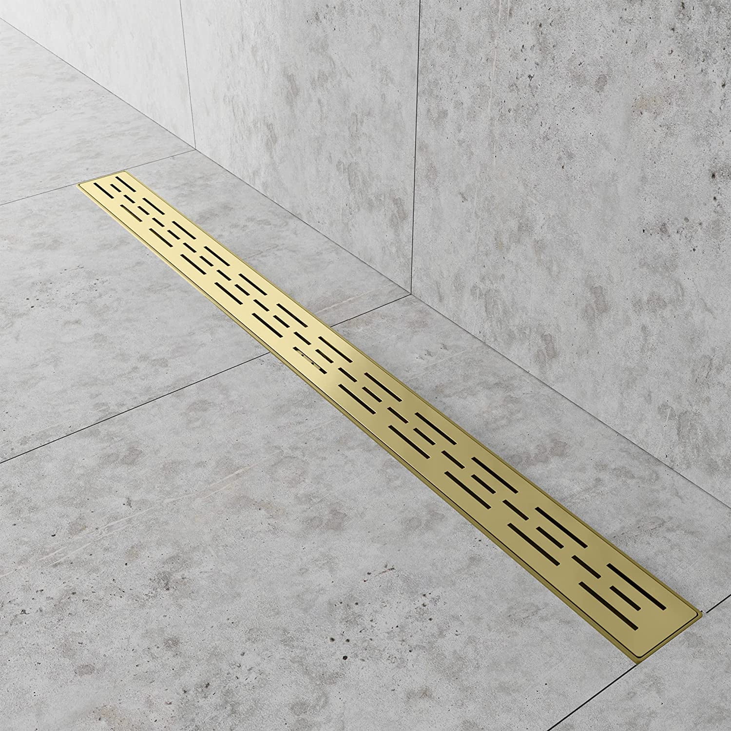 36-Inch Gold Stainless Steel Linear Shower Drain with Hair Strainer