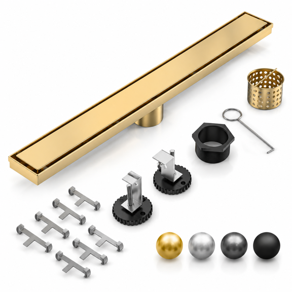 Linear Shower Drain - 48 Inch Brushed With Tileert Panel