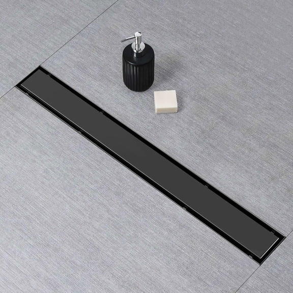 Linear Shower Drain Black Tile Insert Grate 54 inch