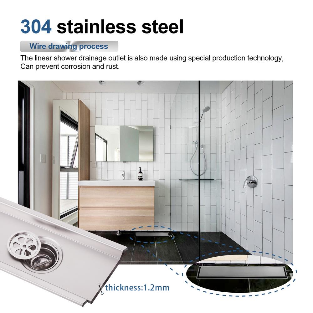 Linear Shower Drains Rectangle Bathroom Linear Drain 304 Stainless ...