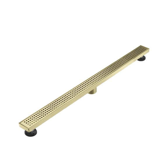 Linear Shower Floor Drain Brushed 48 Inch 304 Stainless Steel Bathroom Drakit Long Rectangular Trench With Square Pattern Cover & Hair Catcher