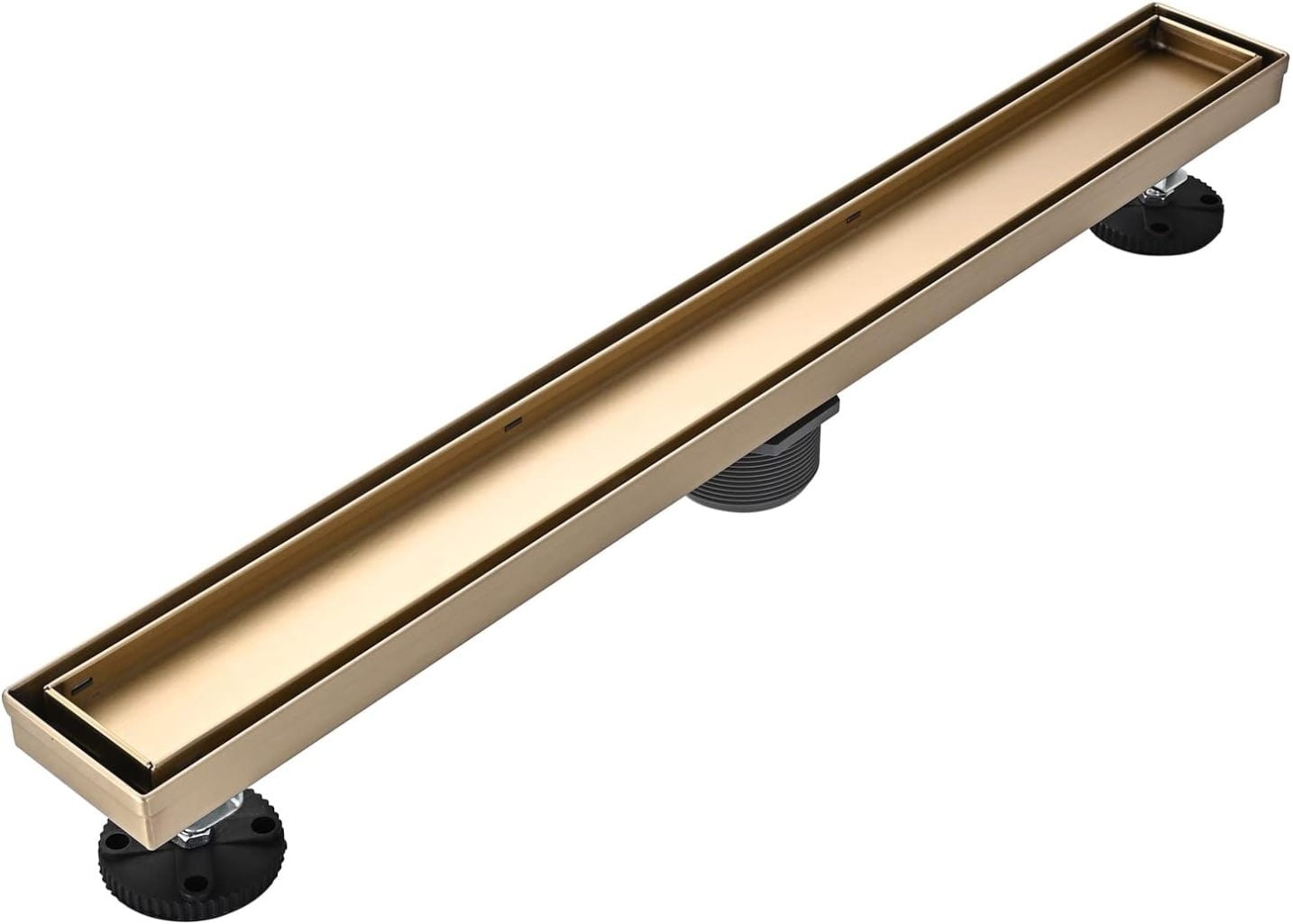 Linear Shower Floor Drain, Brushed Gold 24 Inch 304 Stainless Steel ...