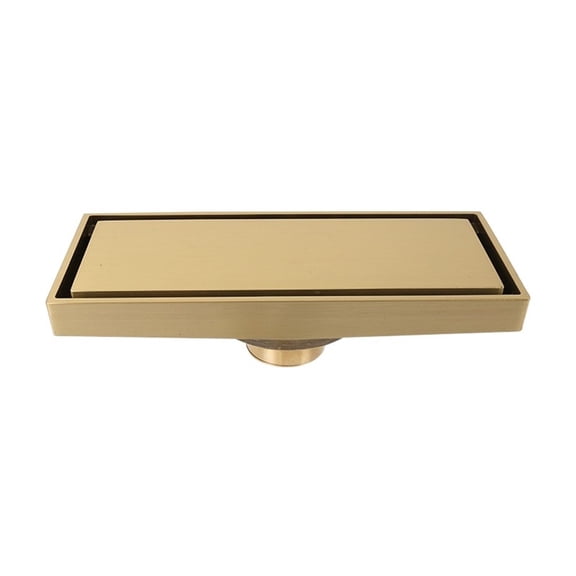 Linear Shower Floor Drain, Gold Copper Bathroom Drains Kit, Rectangular Shower Trench Drain with Hair Catcher