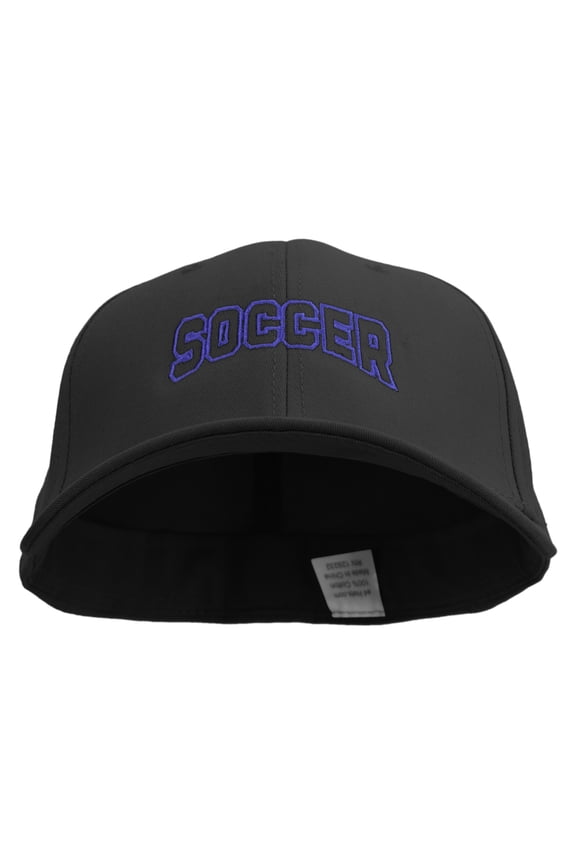 Linear Soccer Logo Embroiderd Big Size Stretchable Deluxe Fitted Cap - Black XL-2XL