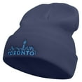 thumbnail image 1 of Linear Toronto Skyline Embroidered 12 Inch Long Knitted Beanie - Navy OSFM, 1 of 5