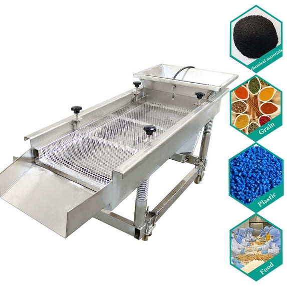 Linear Vibrating Screen with 4mm Mesh Screen Round Hole Single Sieve Electric Material Screen 220V