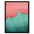 thumbnail image 1 of Linear Waves Abstract Line Drawing Sea Red and Turquoise Painting Art Print Framed Poster Wall Decor 12x16 inch, 1 of 1