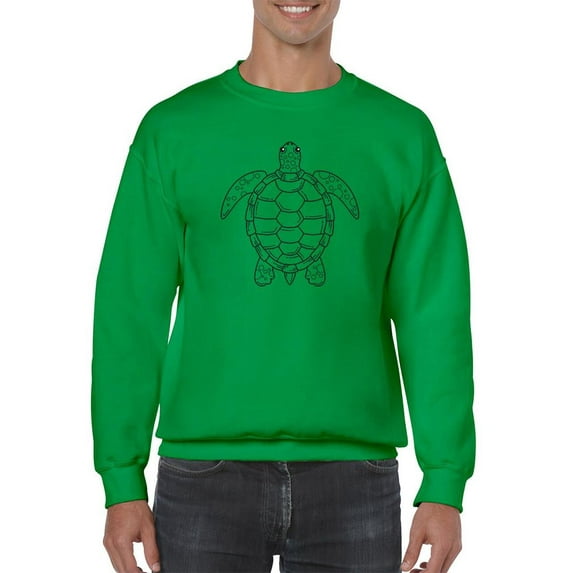 Lineart Sea Turtle Swimming Sweatshirt Men -Image by Shutterstock, Male Large