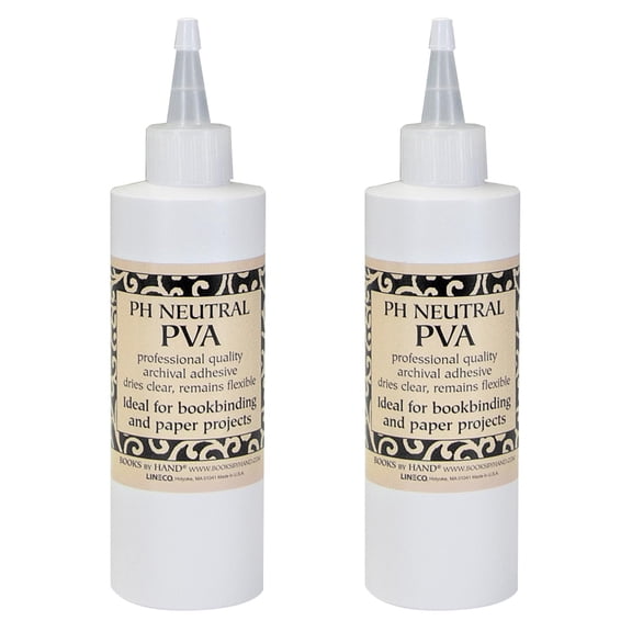 Lineco Archival Ph Neutral PVA Adhesive, 8 oz, Professional Adhesive Glue. Bookbinding/Paper Projects. Dries Clear, Remains Flexible, Pack of 2