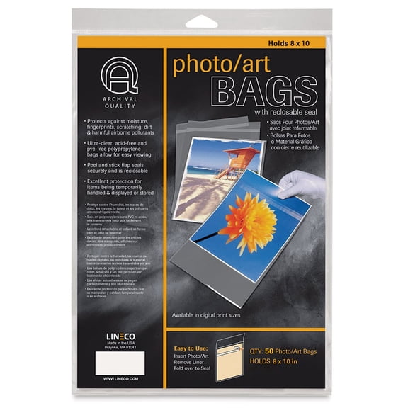 Lineco Photo Art Bag Pack - 8" x 10", Pkg of 50