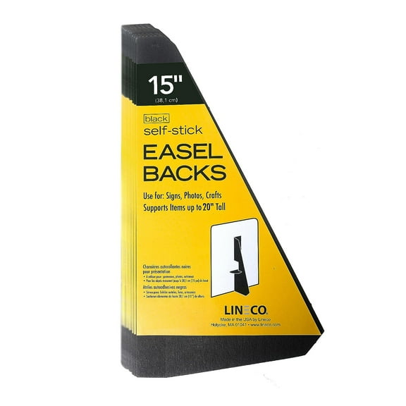 Single Wing Self-Stick 15in Easels - Black  25 pack