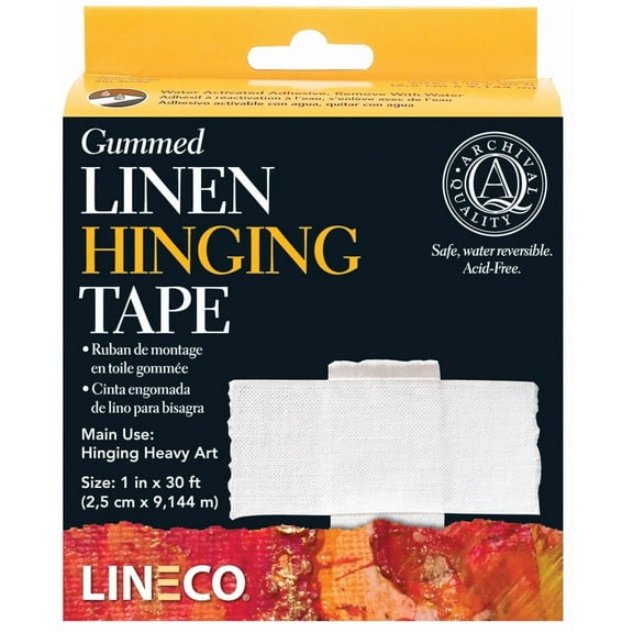 Lineco, Water-Activated Linen Tape, Acid Free Neutral pH Self Adhesive Tape for Hinging Artwork, Photo, Poster, 1 Inch X 30 Ft