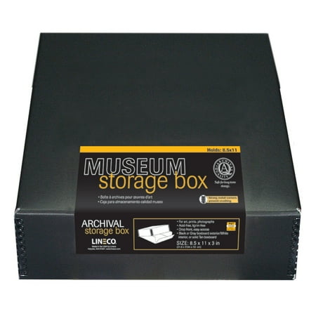 8.5x11" Archival Print Storage Box, Drop Front Design, 3" Deep, Exterior Color: Black