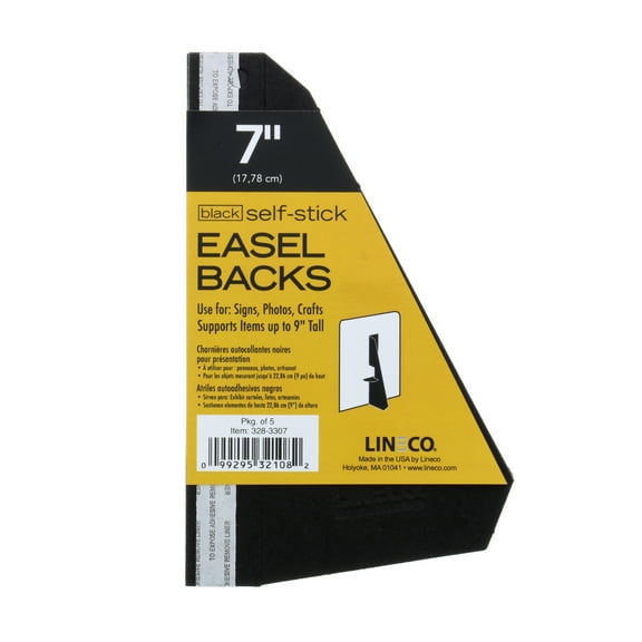 Lineco/University Products Self-Stick Easel-Backs, Black, 5/Pkg., 7"