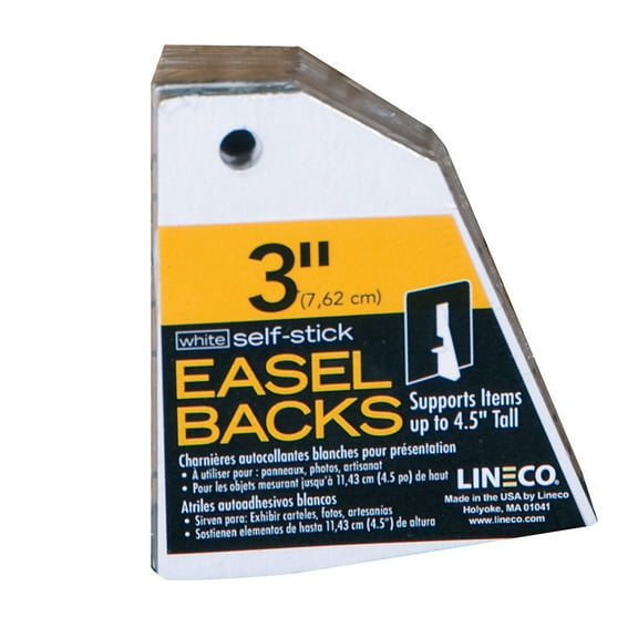 Lineco/University Products Self-Stick Easel-Backs, White, 25/Pkg., 3"