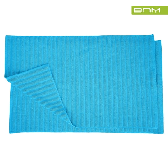 Lined 100% Combed Cotton Bath Mats Set for Bathroom 2 Piece, Aster Blue