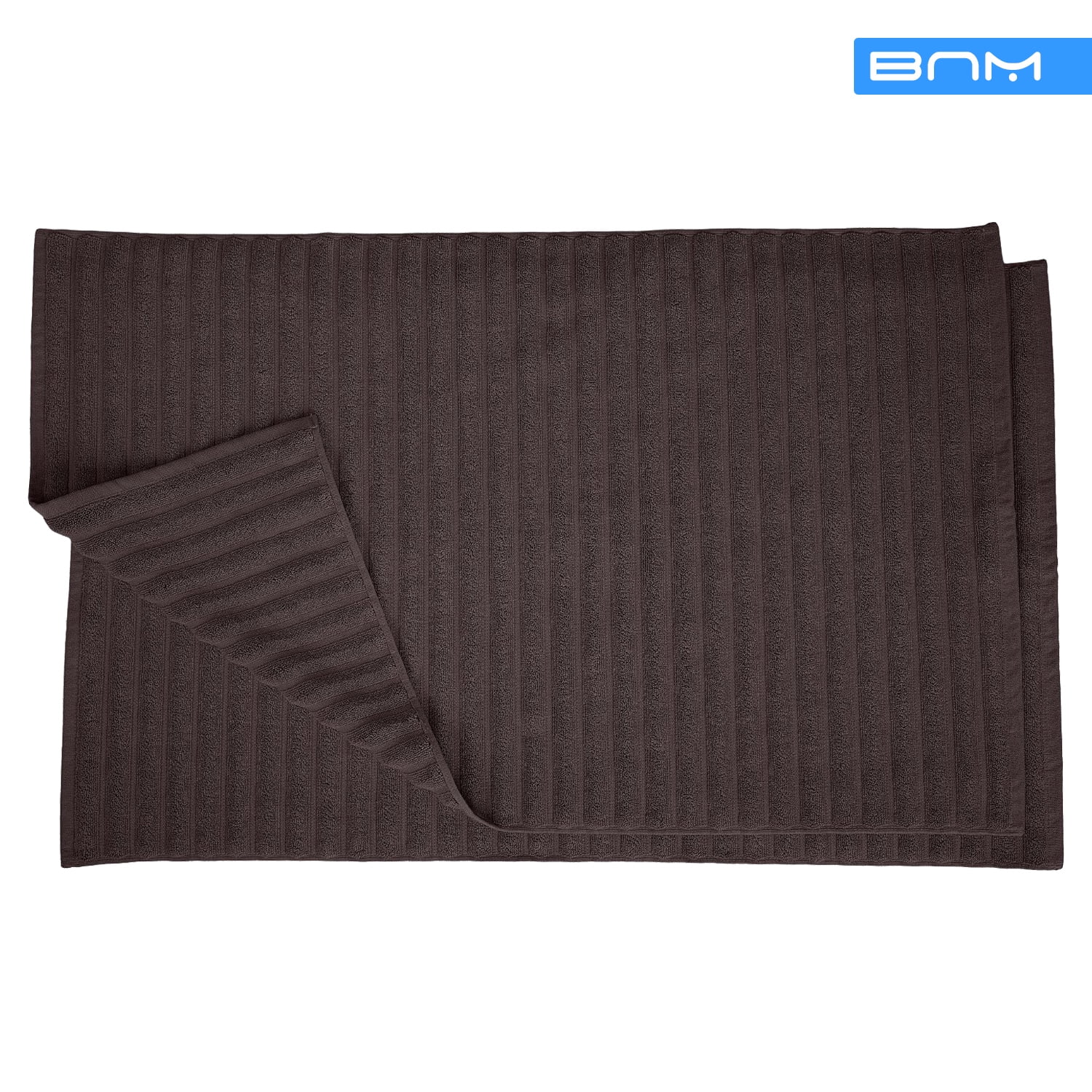Lined 100% Combed Cotton Bath Mats Set for Bathroom 2 Piece, Black