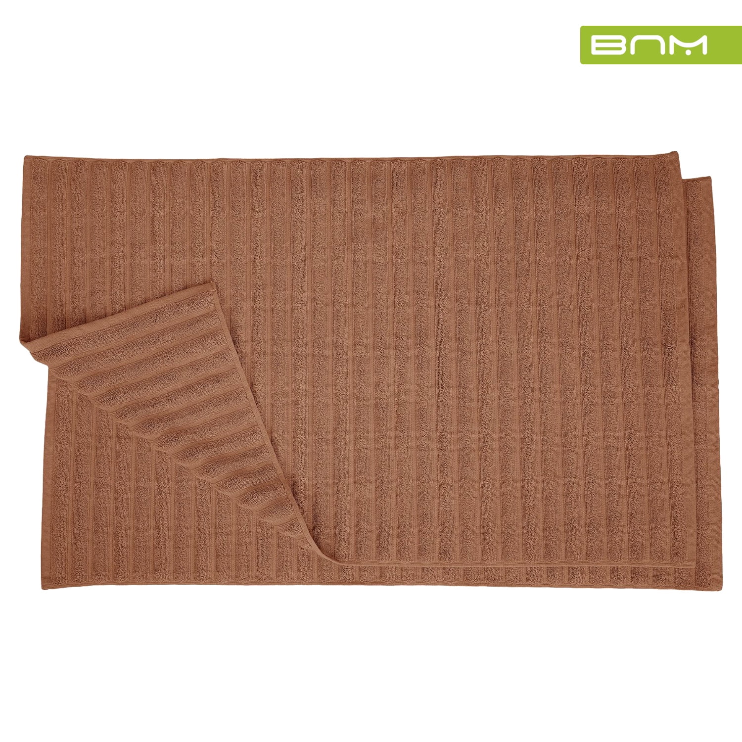 Brown Eco-Friendly Cotton Textured Bath Mat Set