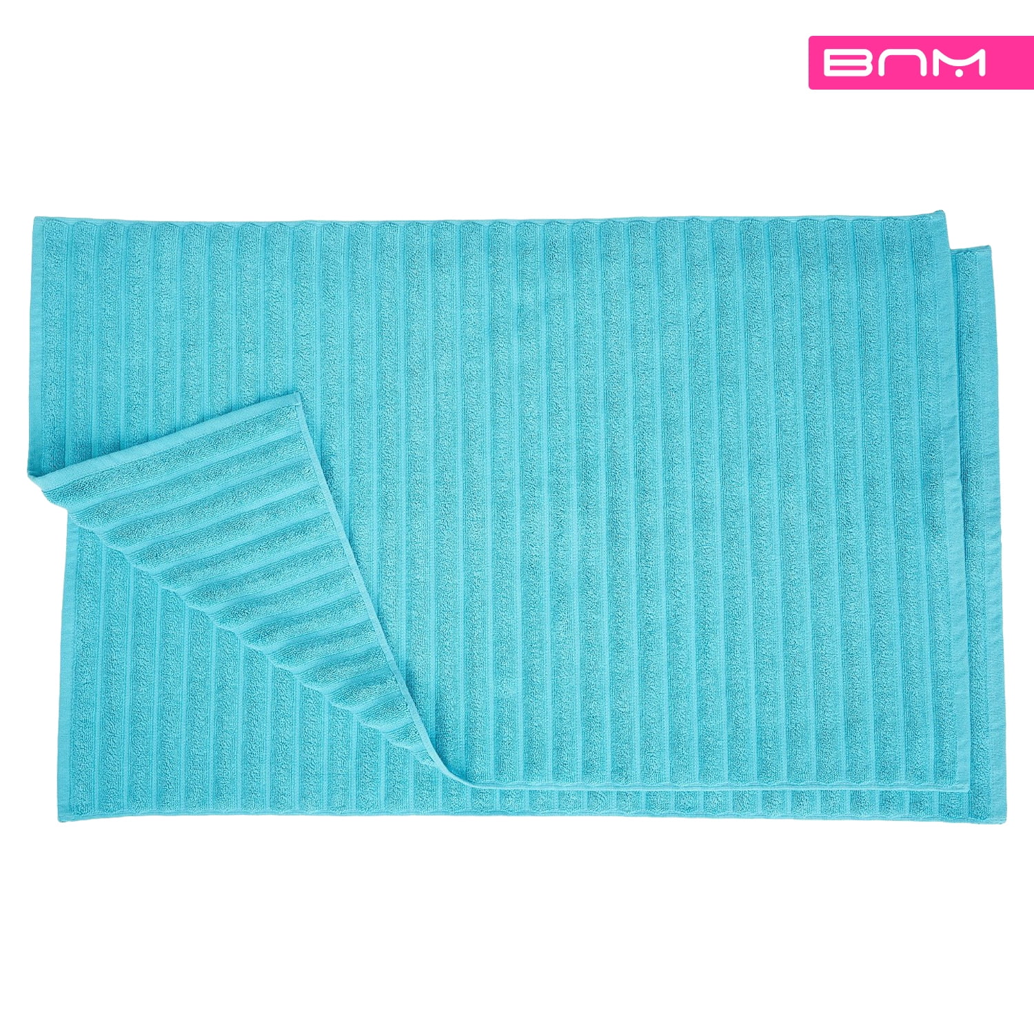 Turquoise Cotton Textured Bath Mat Set, 2-Piece