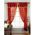 thumbnail image 1 of Lined 2 Gypsy Rod Pocket Curtains w/ Beaded Valance 2 Tiebacks Rust 80W X 84L, 1 of 3