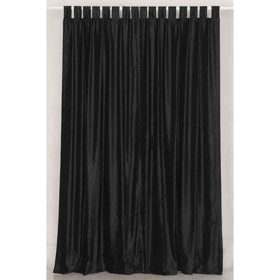 Lined-Black Tab Top Velvet Curtain / Drape / Panel - 43W x 96L - Piece