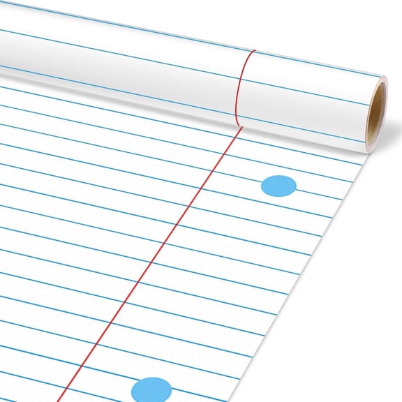 Lined Bulletin Board Paper Roll Notebook Bulletin Board Background Paper Lined Notebook Background Blue White Classroom Decoration Poster for Teacher Supplies Office Home Art Craft DIY Party Display