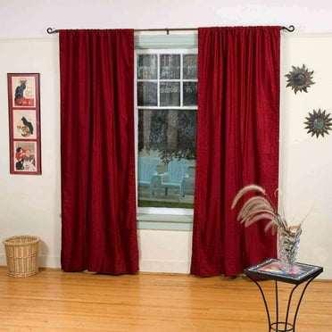 Lined-Burgundy Rod Pocket  Velvet Cafe Curtain / Drape - 43W x 24L - Piece
