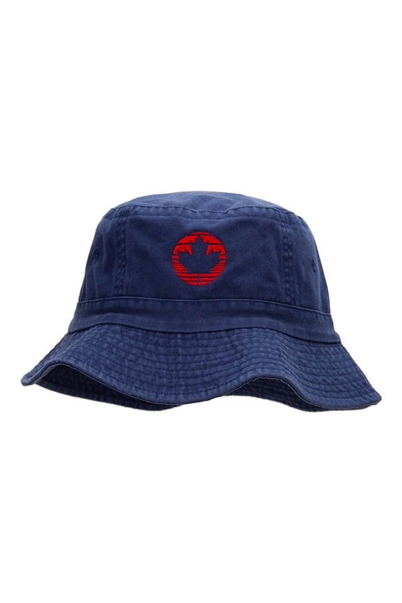 Lined Canada Leaf Embroidered Bucket Hat - Royal OSFM