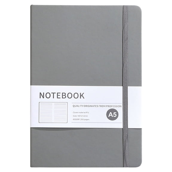 Lined College Ruled Notebook Grey, 1-Pack 8x5 Inch Hardcover Leather Journal, Executive Office Desk Stationery for Professional Notes, YMHELF