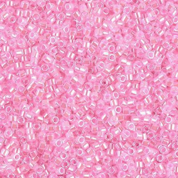 Lined Crystal Medium Pink Miyuki Delica Beads 11/0 DB245-TB