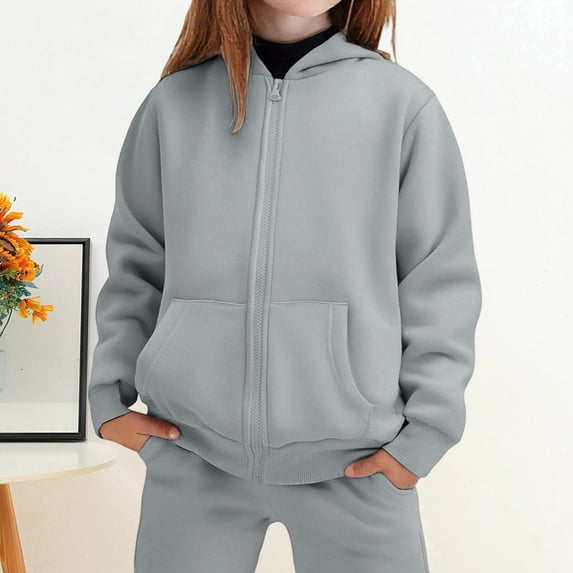 Lined Hoodie Pants Set Winter Outfits For Kids Cozy Warm Pullover Tracksuit Casual Playwear