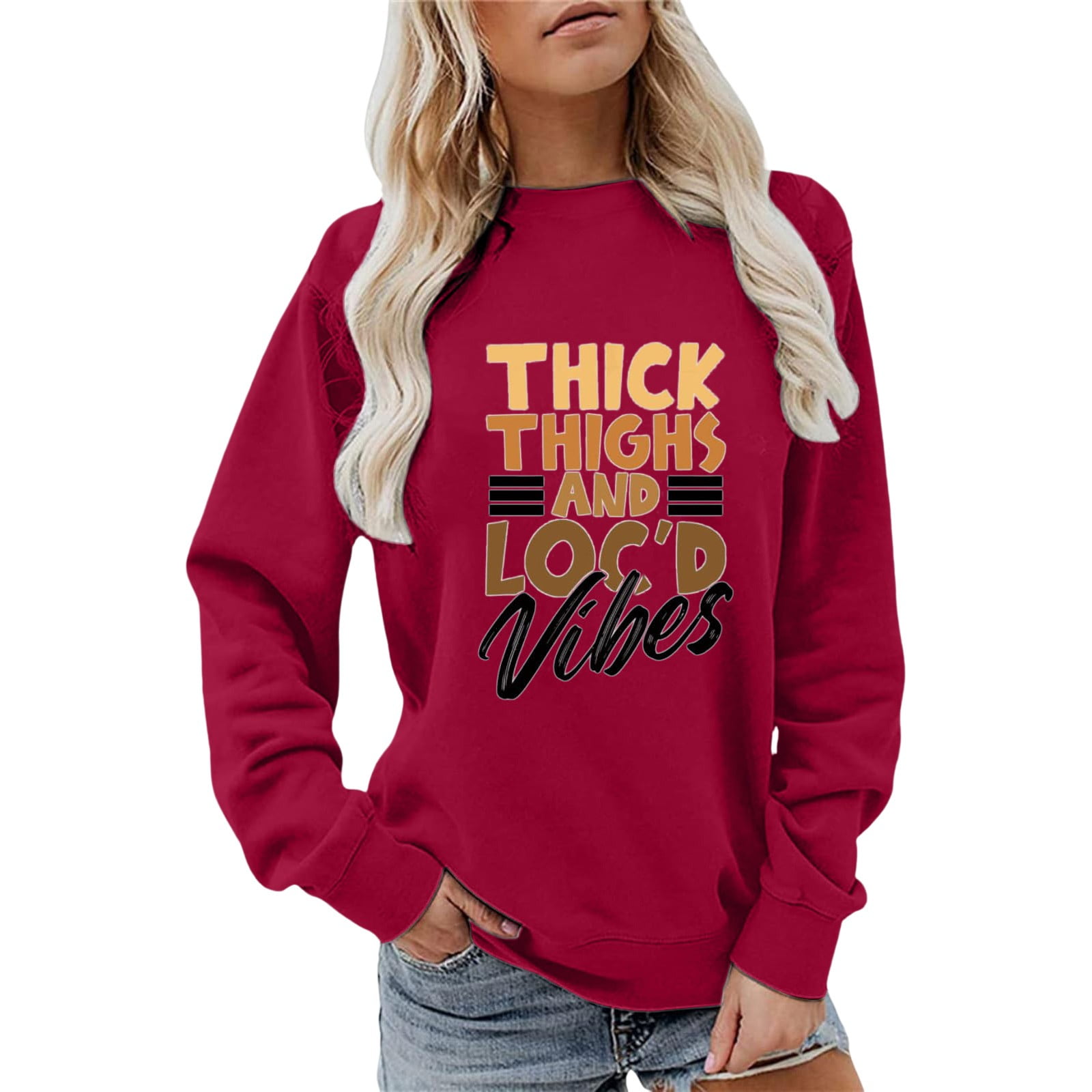 Lined Hoodie Women Pullover Thick Thighs And Loc'd T Shirts Black
